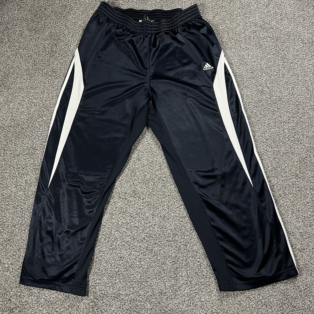 Adidas Pants Mens XL Navy‎ Blue Tear Away Baggy Wide Leg Snap Button Track